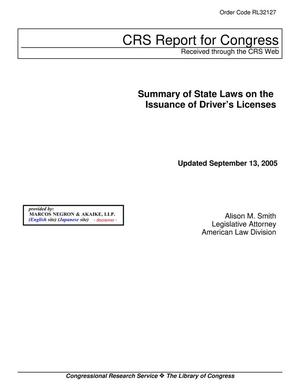 Summary of State Laws on the Issuance of Driver's Licenses