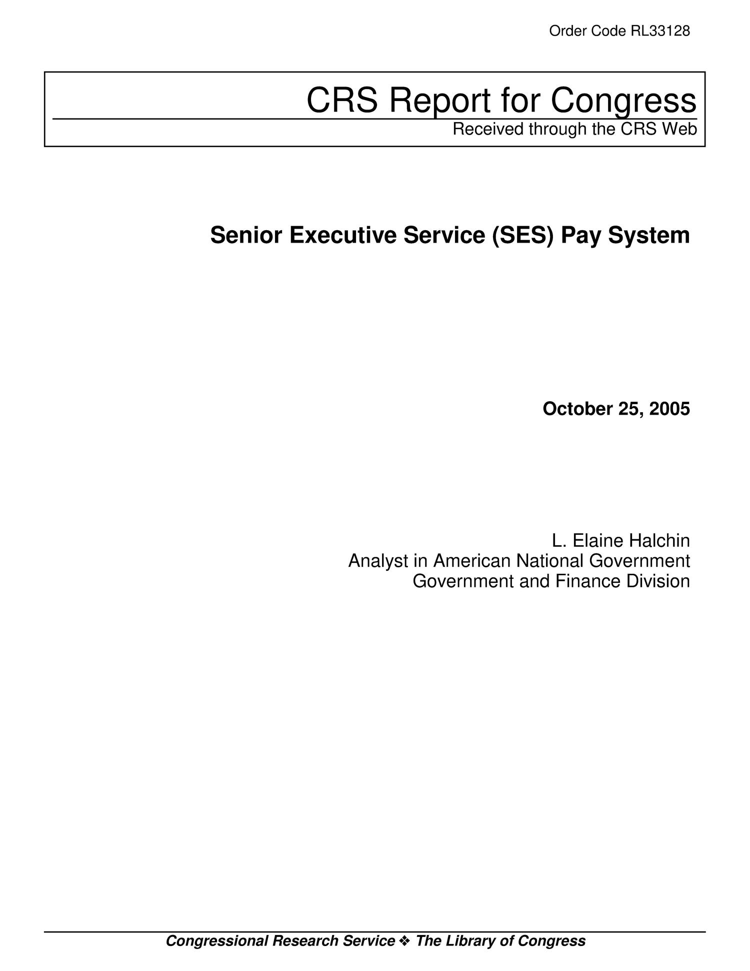 Senior Executive Service (SES) Pay System UNT Digital Library
