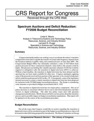 Spectrum Auctions and Deficit Reduction: FY2006 Budget Reconciliation