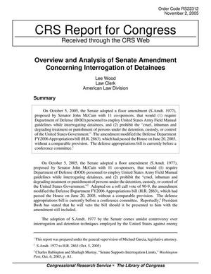 Overview and Analysis of Senate Amendment Concerning Interrogation of Detainees