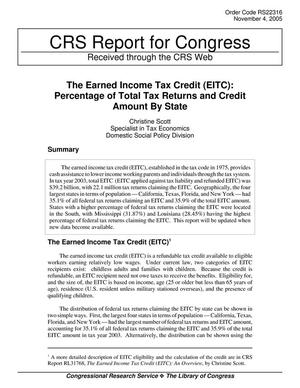 The Earned Income Tax Credit (EITC): Percentage of Total Tax Returns and Credit Amount by State