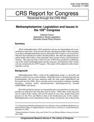 Methamphetamine: Legislation and Issues in the 109th Congress