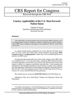 Country Applicability of the U.S. Most-Favored-Nation Status