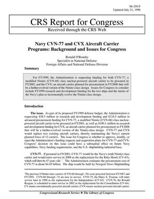 Navy CVN-77 and CVX Aircraft Carrier Programs: Background and Issues for Congress