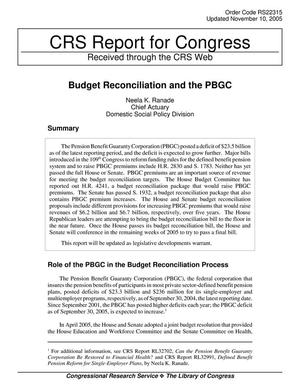 Budget Reconciliation and the PBGC