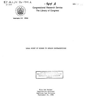 Primary view of object titled 'Legal Right of Minors to Obtain Contraceptives'.