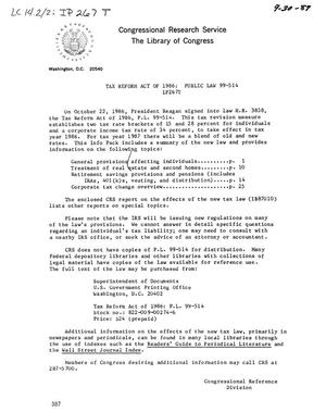 Primary view of object titled 'Tax Reform Act of 1986: Public Law 99-514'.
