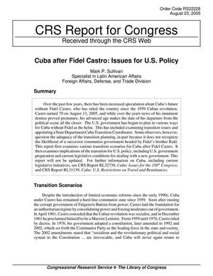 Cuba After Fidel Castro: Issues for U.S. Policy