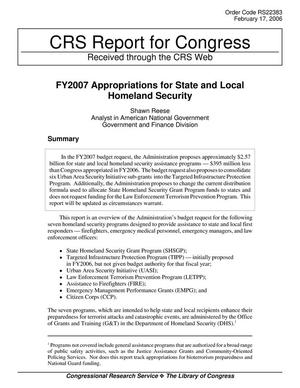 Primary view of object titled 'FY2007 Appropriations for State and Local Homeland Security'.