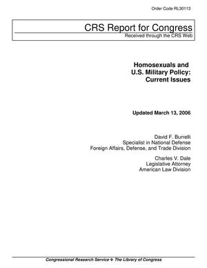 Homosexuals and U.S. Military Policy: Current Issues