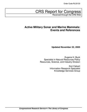 Primary view of object titled 'Active Military Sonar and Marine Mammals: Events and References'.
