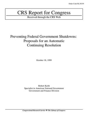 Primary view of object titled 'Preventing Federal Government Shutdowns: Proposals for an Automatic Continuing Resolution'.