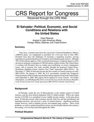 El Salvador: Political, Economic, and Social Conditions and Relations with the United States