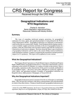 Geographical Indications and WTO Negotiations