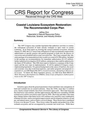 Coastal Louisiana Ecosystem Restoration: The Recommended Corps Plan