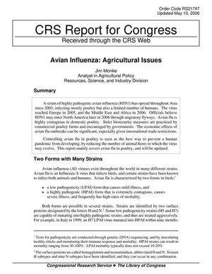 Avian Influenza: Agricultural Issues
