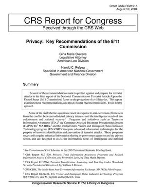 Privacy: Key Recommendations of the 9/11 Commission