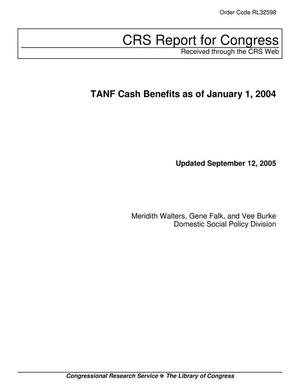 TANF Cash Benefits as of January 1, 2004