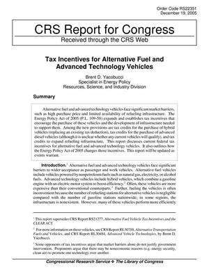 Tax Incentives for Alternative Fuel and Advanced Technology Vehicles