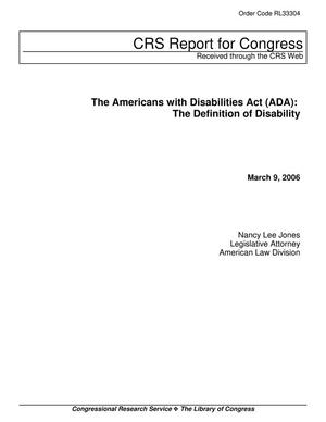 Primary view of object titled 'The Americans with Disabilities Act (ADA): The Definition of Disability'.