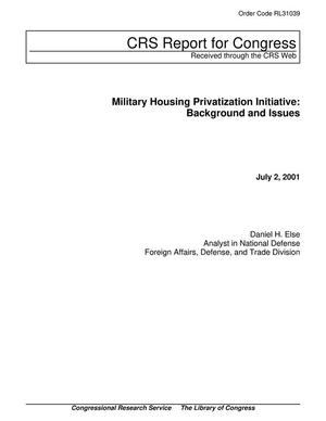 Military Housing Privatization Initiative: Background and Issues
