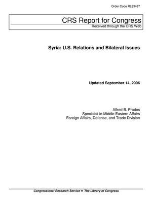 Syria: U.S. Relations and Bilateral Issues