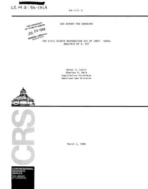 The Civil Rights Restoration Act of 1987: Legal Analysis of S.557