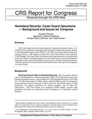 Homeland Security: Coast Guard Operations - Background and Issues for Congress
