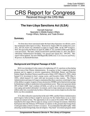 The Iran-Libya Sanctions Act (ILSA)