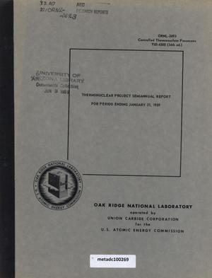 Primary view of object titled 'Thermonuclear Project Semiannual Report, January 31, 1959'.