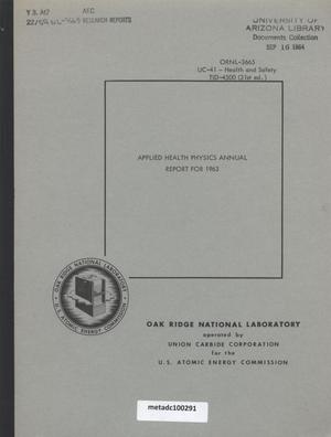 Primary view of object titled 'Applied Health Physics Annual Report for 1963'.