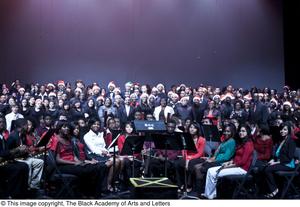 Primary view of object titled '[Group picture of a choir and an orchestra on stage, 3]'.
