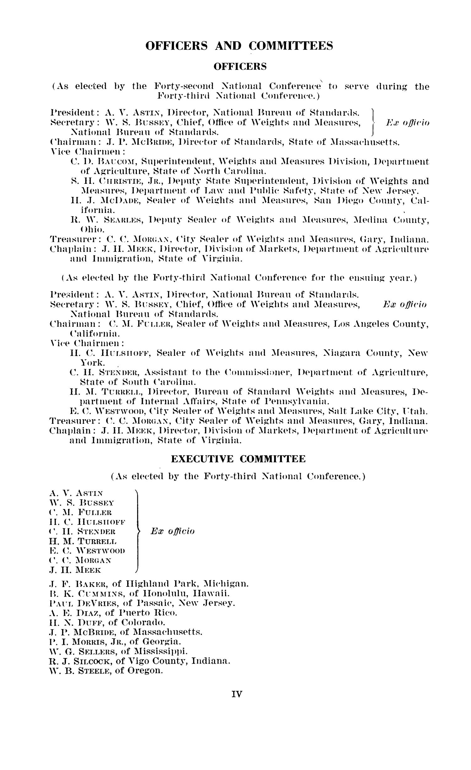 Report of the Forty-Third National Conference on Weights and Measures, 1958
                                                
                                                    IV
                                                