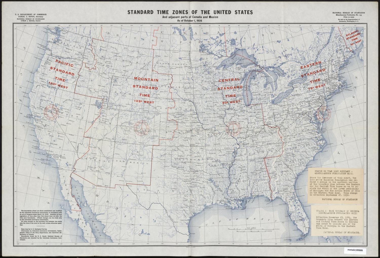 Standard Zones of the United States and adjacent Parts of Canada Mexico as October 1, 1935 - UNT Digital Library