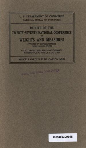 Report of the Twenty-Seventh National Conference on Weights and Measures, 1937