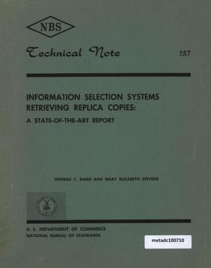 Primary view of object titled 'Information Selection Systems Retrieval Replica Copies: a State-of-the-Art Report'.