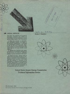 Primary view of object titled 'Method for the Routine Absolute Intensity and Energy Measurements of Beta Radiation; Application to Naturally Radioactive Potassium, Rubidium, Rhenium and Lutetium'.