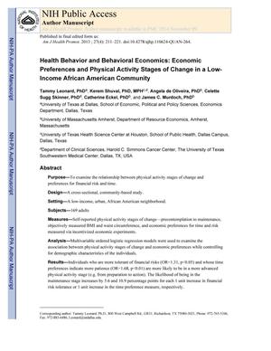 Health Behavior and Behavioral Economics: Economic Preferences and Physical Activity Stages of Change in a Low-Income African American Community