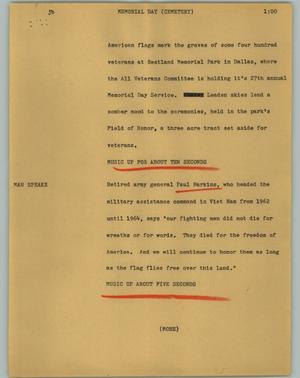 Primary view of object titled '[News Script: Memorial Day (Cemetery)]'.