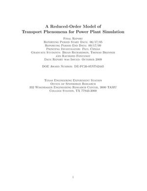 A Reduced-Order Model of Transport Phenomena for Power Plant Simulation