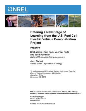 Entering a New Stage of Learning from the U.S. Fuel Cell Electric Vehicle Demonstration Project: Preprint