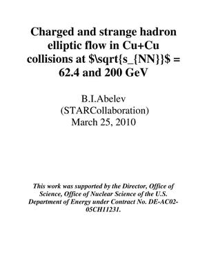 Charged and strange hadron elliptic flow in Cu+Cu collisions at sqrt sNN = 62.4 and 200 GeV
