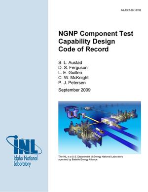 NGNP Component Test Capability Design Code of Record