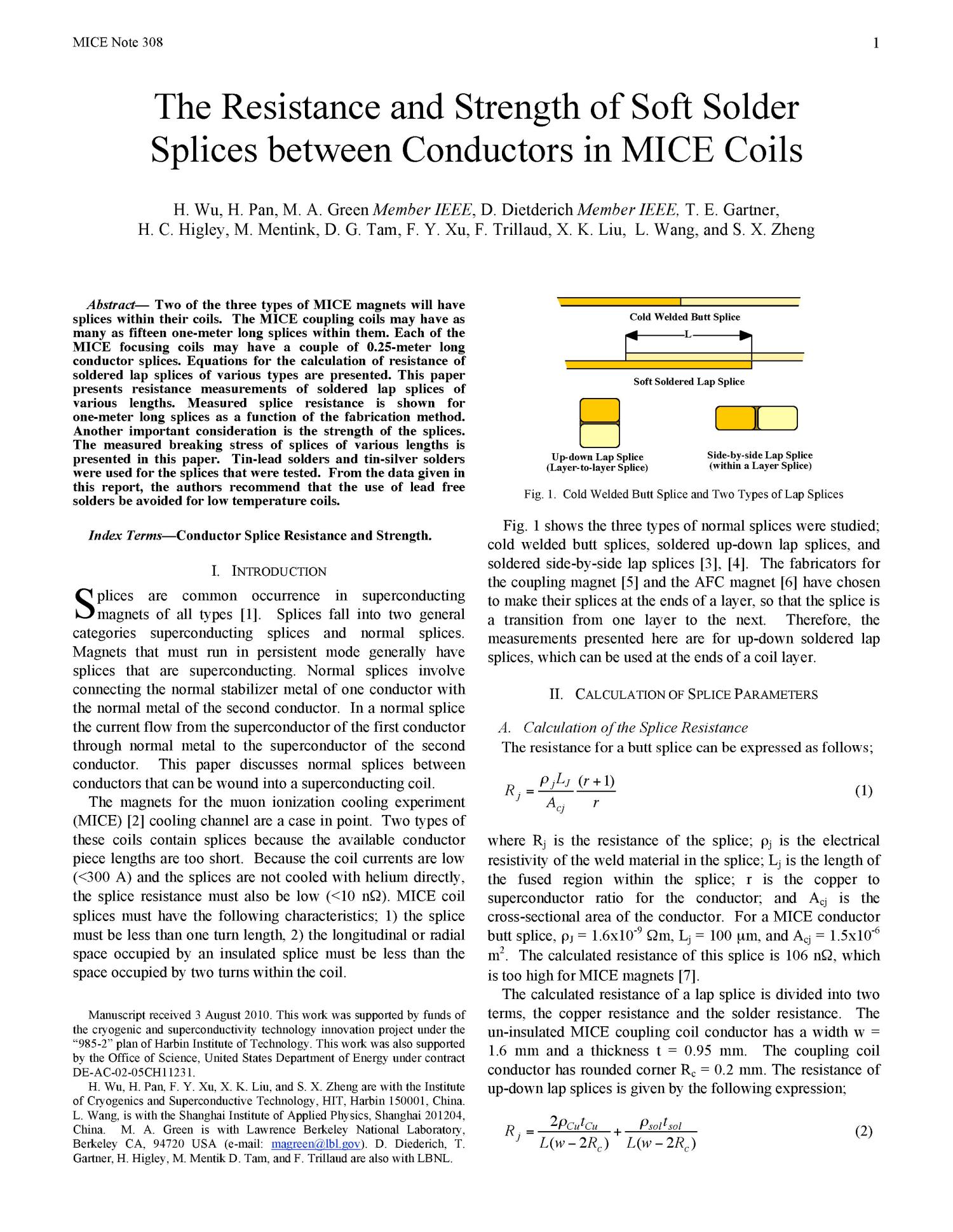 The Resistance and Strength of Soft Solder Splices between Conductors in MICE Coils
                                                
                                                    [Sequence #]: 1 of 4
                                                