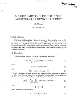 Measurement of Ripple in the Accumulator Bend Bus Supply
