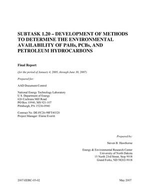 Subtask 1.20 - Development of Methods to Determine the Environmental Availability of PAHs, PCBs, and Petroleum Hydrocarbons