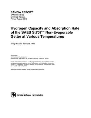 Hydrogen capacity and absorption rate of the SAES St707 non-evaporable getter at various temperatures.