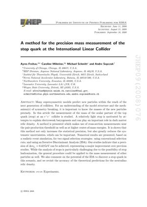 A Method for the Precision Mass Measurement of the Stop Quark at the International Linear Collider