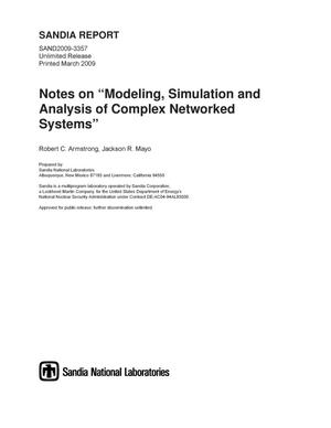 Notes on "Modeling, simulation and analysis of complex networked systems".