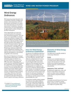 Wind Energy Ordinances (Fact Sheet)